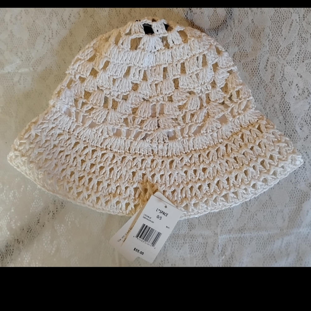 L*Space Ivory Crochet Bucket Hat